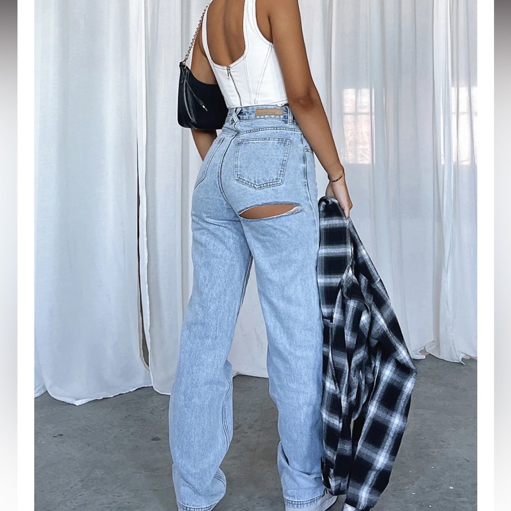 COPY - White Fox On Replay Jeans Ice Blue size small